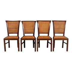 Set of 4 Midcentury French Rattan Chairs