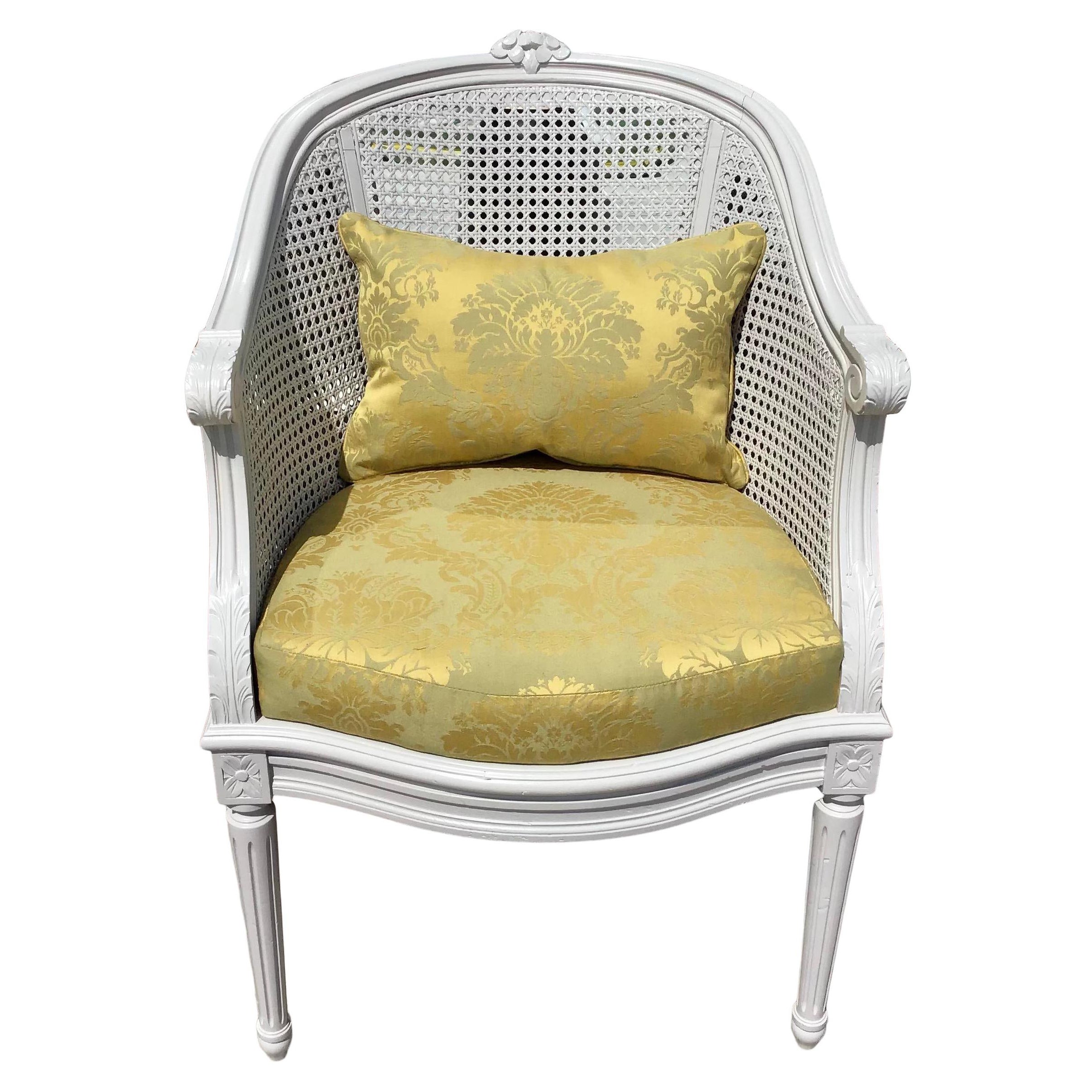 Classic French Louis XVI Barrel Chair For Sale