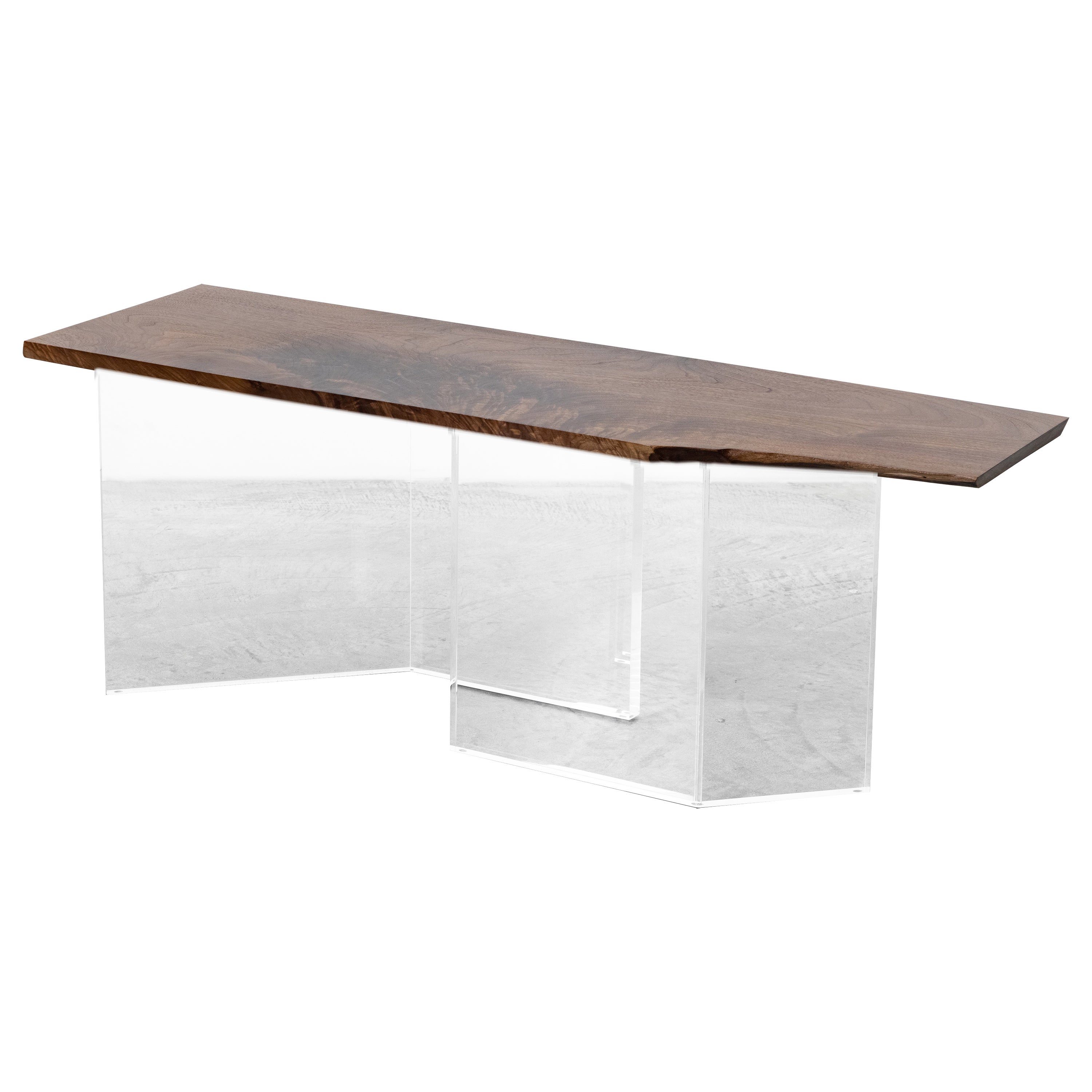 Checkmark Coffee Table in Black Walnut and Acrylic by Autonomous Furniture For Sale