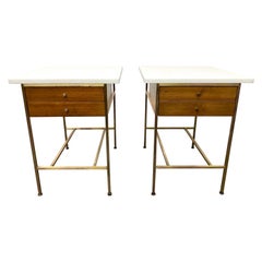 Vintage Paul McCobb Side Tables #8712 with Original Vitrolite Tops