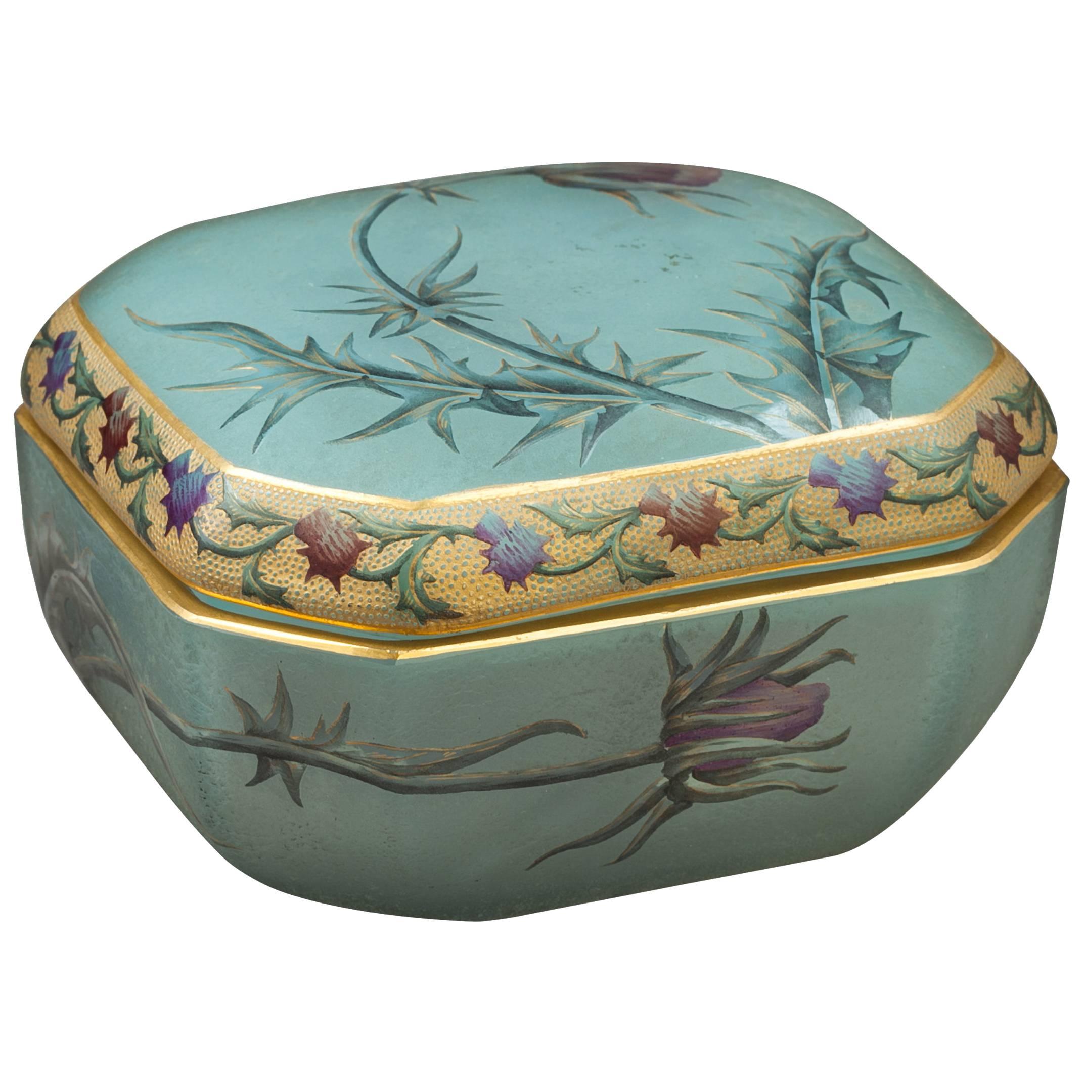 Daum Nancy Enameled Glass Box, circa 1910