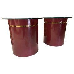 Vintage Hollywood Regency Drum Side Tables