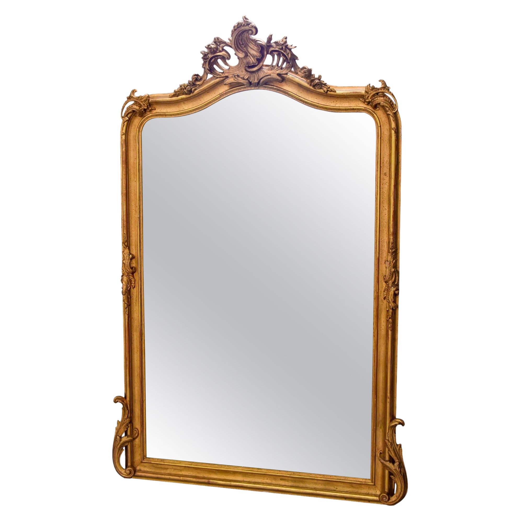 19th Century Louis Philippe Gilt Mirror with Crown For Sale at