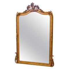 Large 19th Century Louis Philippe Gilt Mirror with Crown