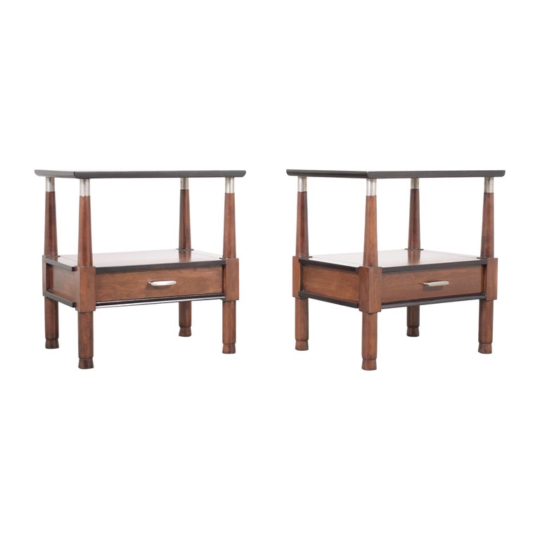 Pair MidCentury Modern Walnut Nightstands For Sale at 1stDibs