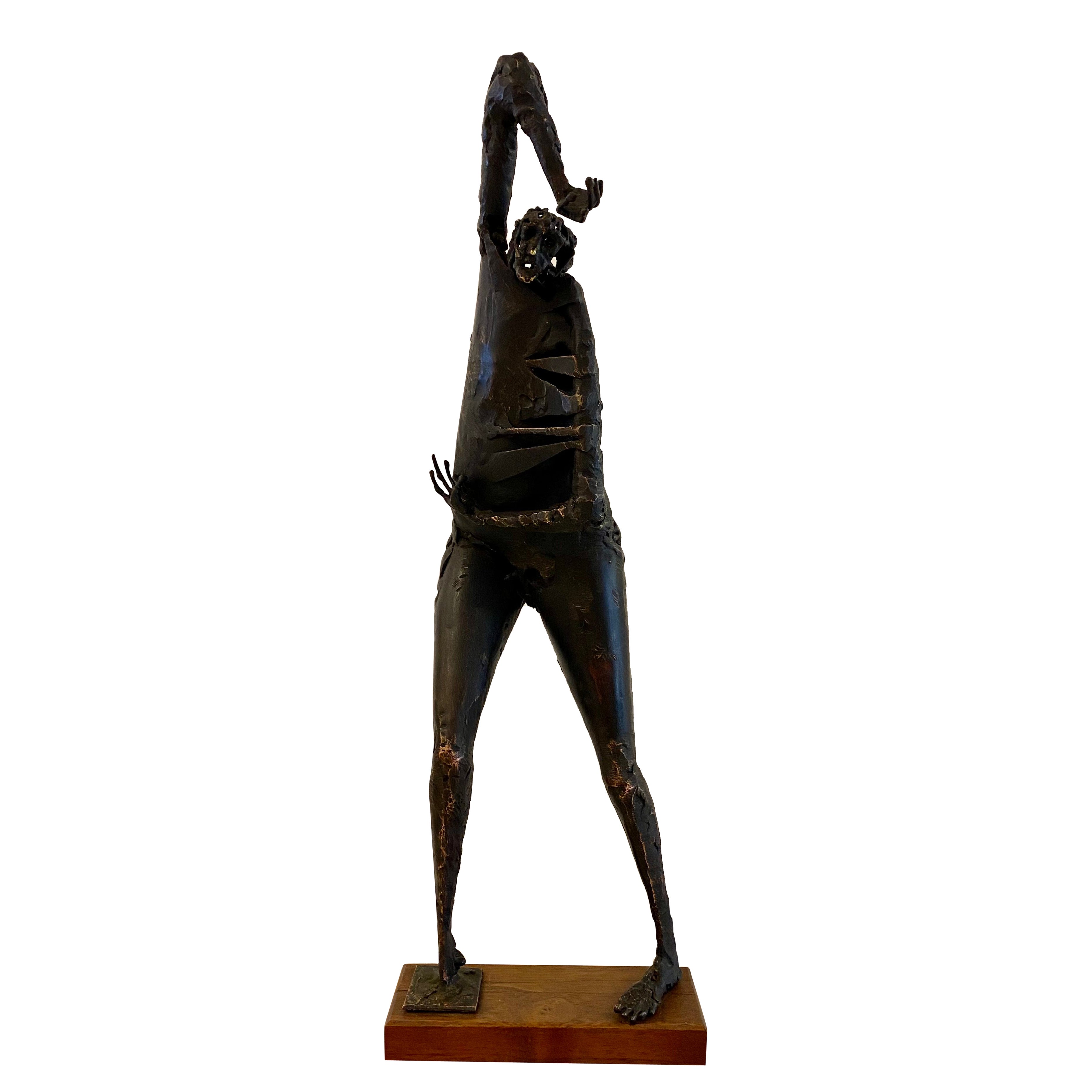 Bronze Figure on Wood Base, Signed Robert Stoller '1934' For Sale