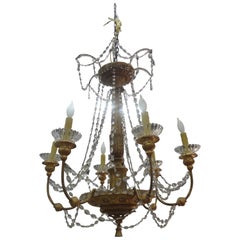 19th Century Genovese Giltwood and Crystal Chandelier