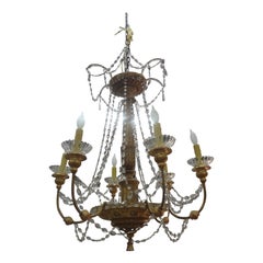 19th Century Genovese Giltwood and Crystal Chandelier