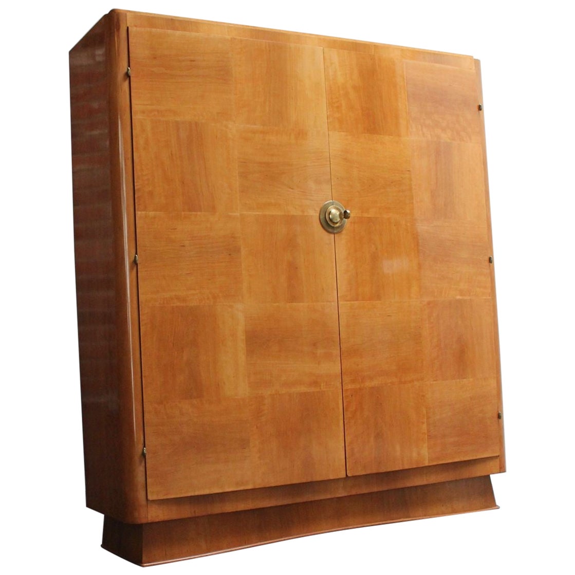 French Art Deco Sycamore and Mahogany Armoire by Dominique For Sale