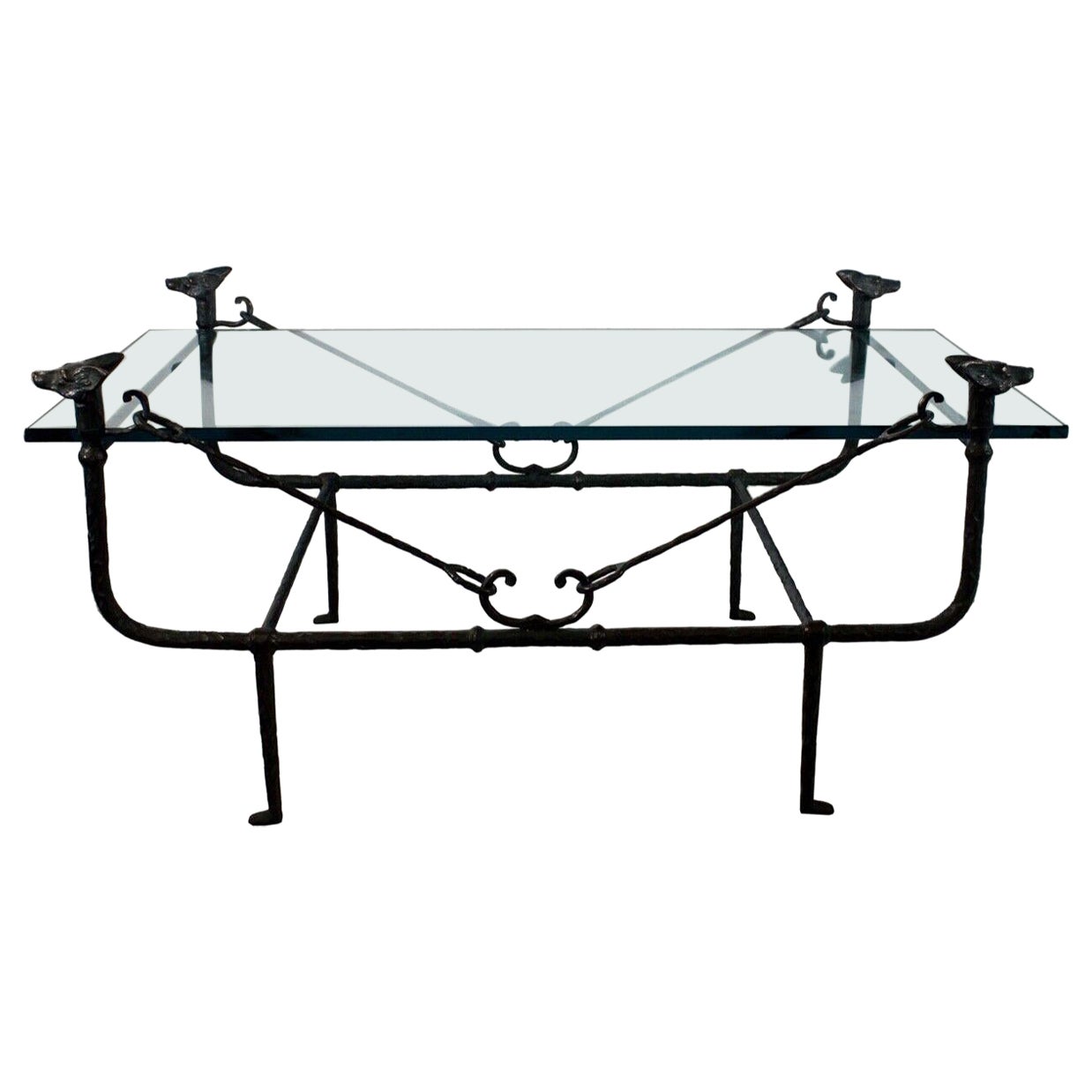 Giacometti Style Forged Wrought Iron Coffee Table by Paul Ferrante