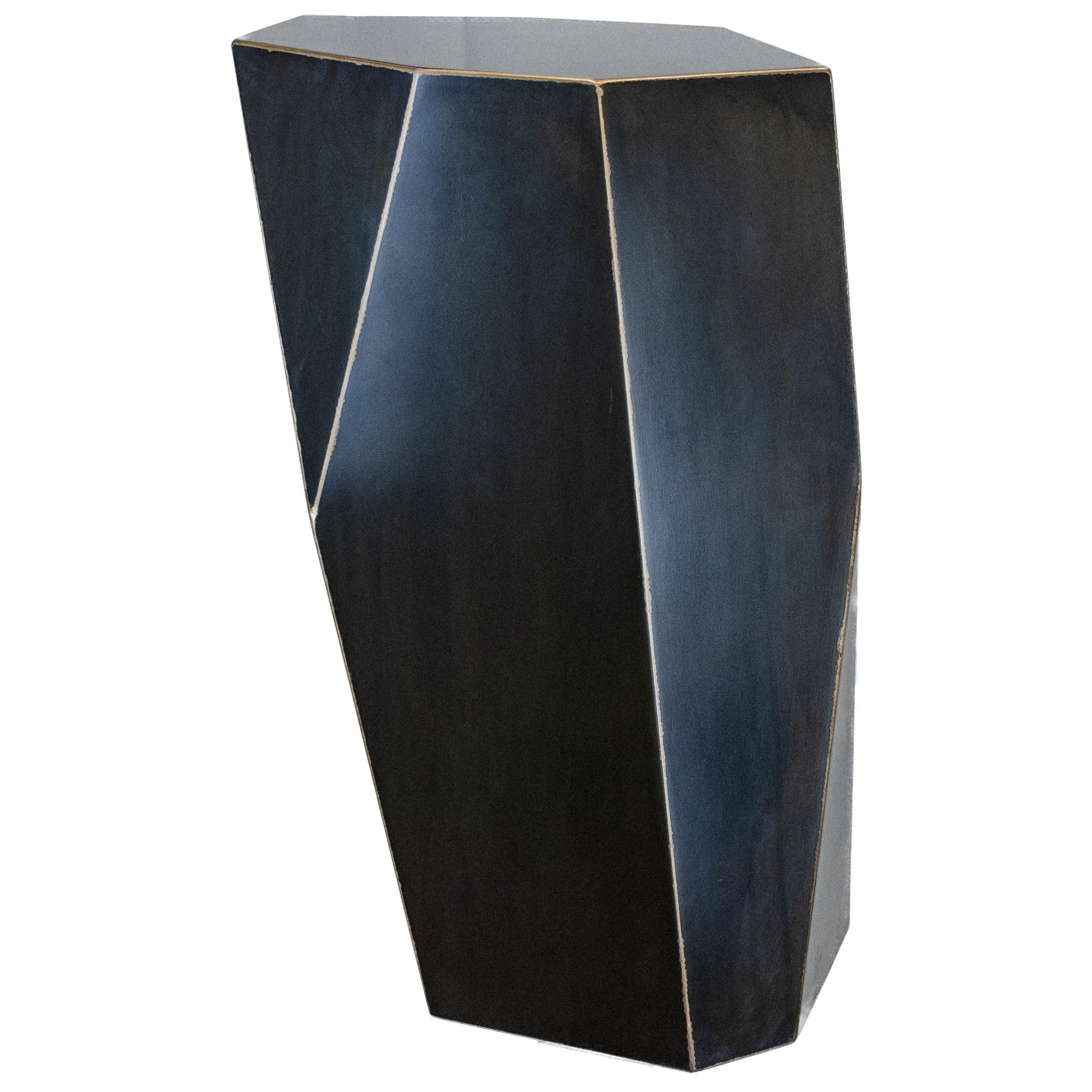 Talus Sculptural Steel and Bronze Side Table For Sale