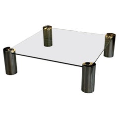 Karl Springer, Mid-Century Modern, Large Coffee Table, Gunmetal, Brass, 1980s