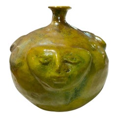 Beatrice Wood firmata Iridescent Luster Glaze California Studio Pottery Face Vase