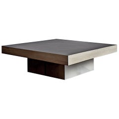 Table basse carrée en bois plaqué noir et gris par NONO