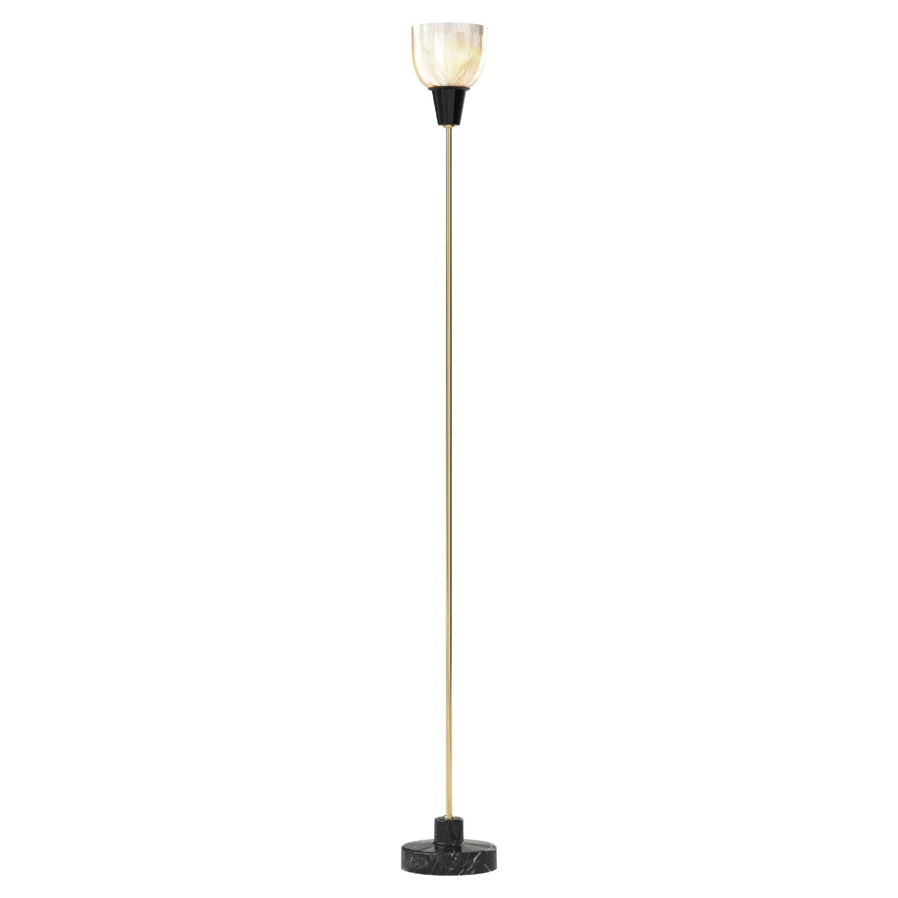Ignazio Gardella 'Coppa Aperta Piantana' Floor Lamp in Black Marble and Brass For Sale