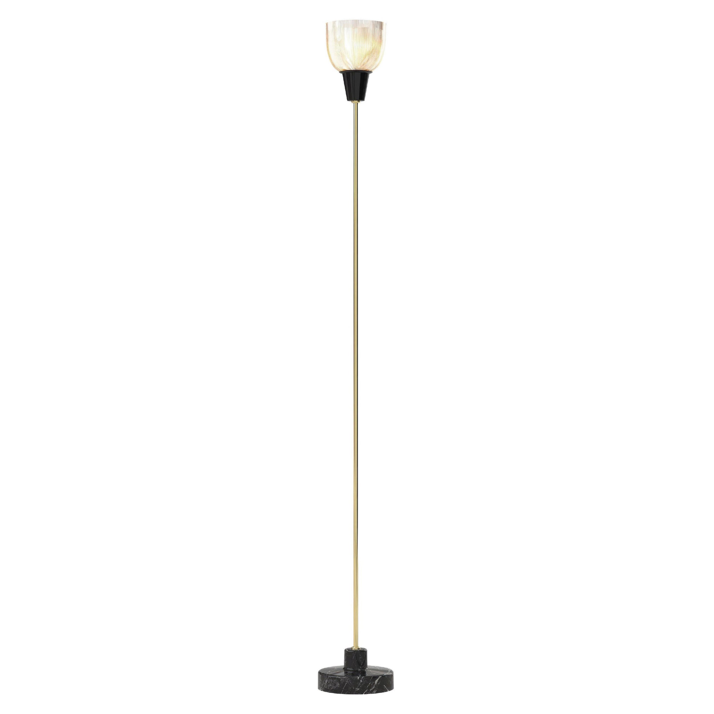 Ignazio Gardella 'Coppa Aperta Piantana' Floor Lamp in Black Marble and Brass