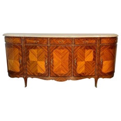 Retro Louis XV Style Rosewood Inlaid Sideboard, Credenza, Cabinet, Bronze Mounted