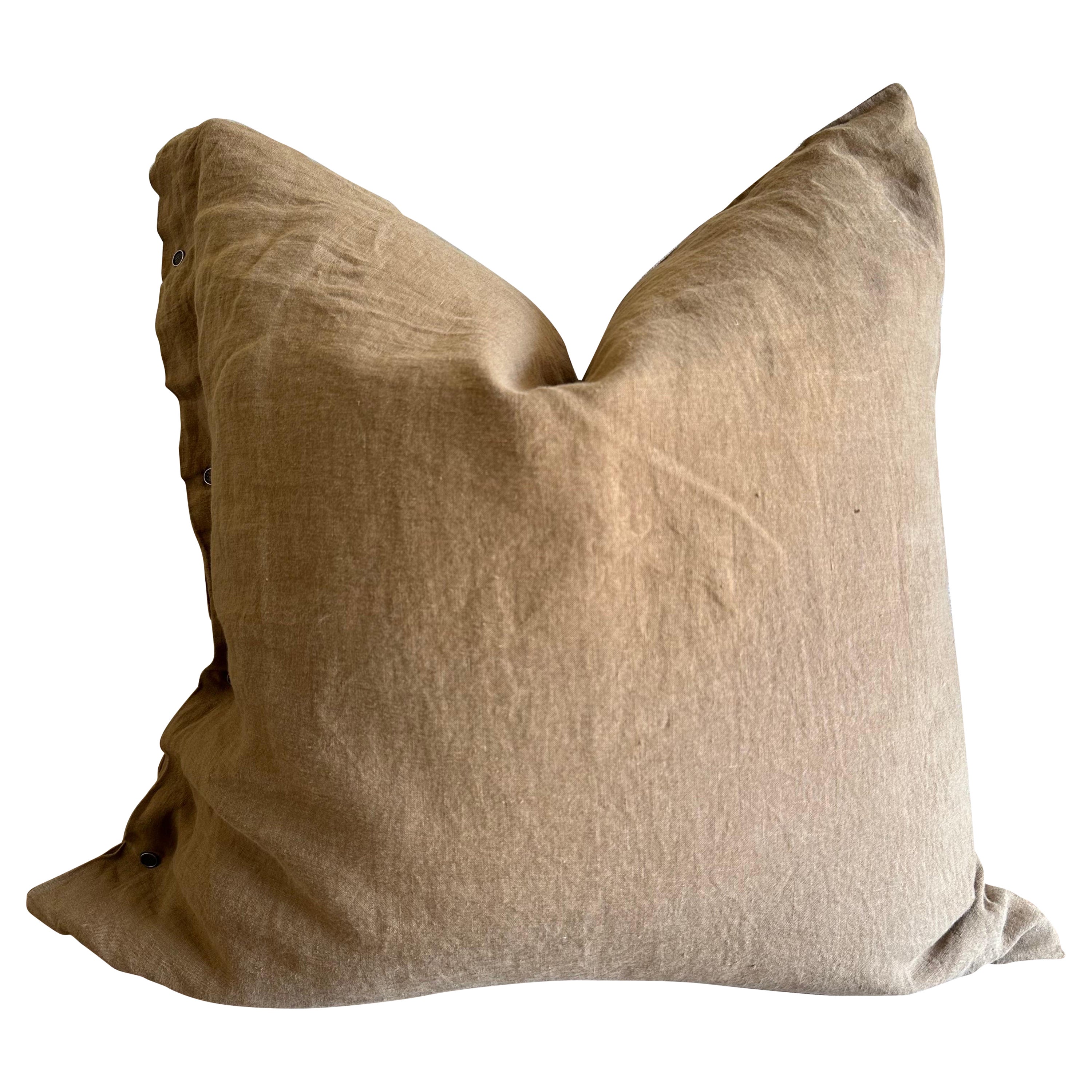 French Linen Stone Washed Pillow Cover For Sale