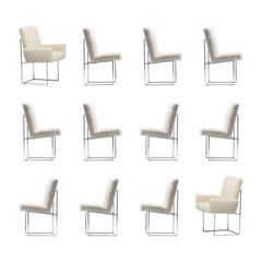 Vintage Set of Twelve Milo Baughman for Thayer Coggin Dining Chairs in Lux Ivory Bouclé