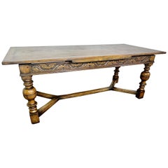19th Century Oak Spanish Dining Table with  Leaves