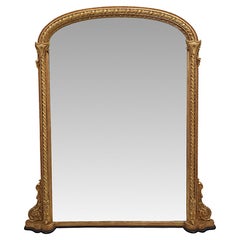 Very Rare and Fine 19th Century Giltwood Arch Top Overmantle Mirror