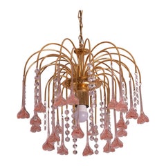 Retro Pink Murano Chandelier, 1980s