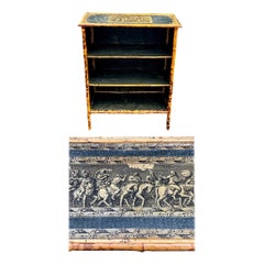 19th Century English Burnt Bamboo Neo+Classical Style Bookcase