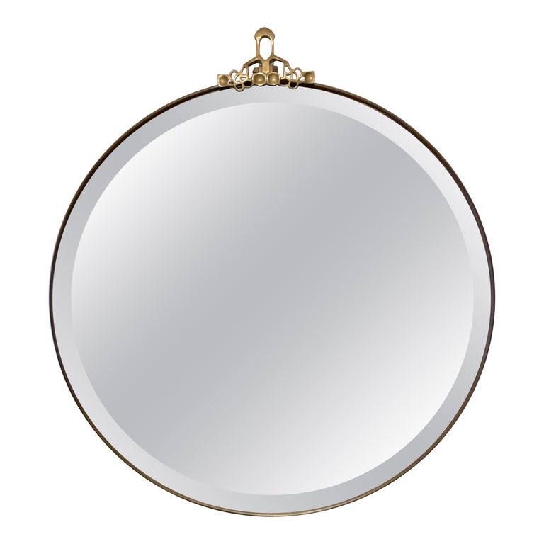 Vintage Brass Framed Beveled Mirror For Sale at 1stDibs
