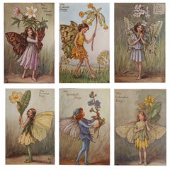 Set of 6 Original Flower Fairy Prints, circa 1920