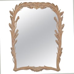 Distressed Maison Jansen Country French Style Floral Wheat Carved Wall Mirror