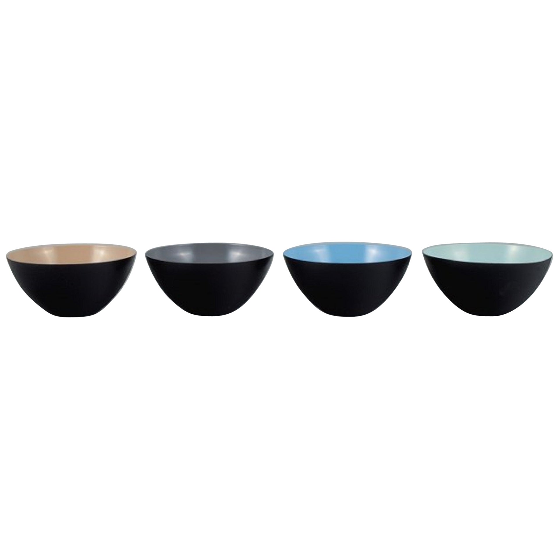 Four Small Krenit Bowls in Metal. Design by Hermann Krenchel For Sale