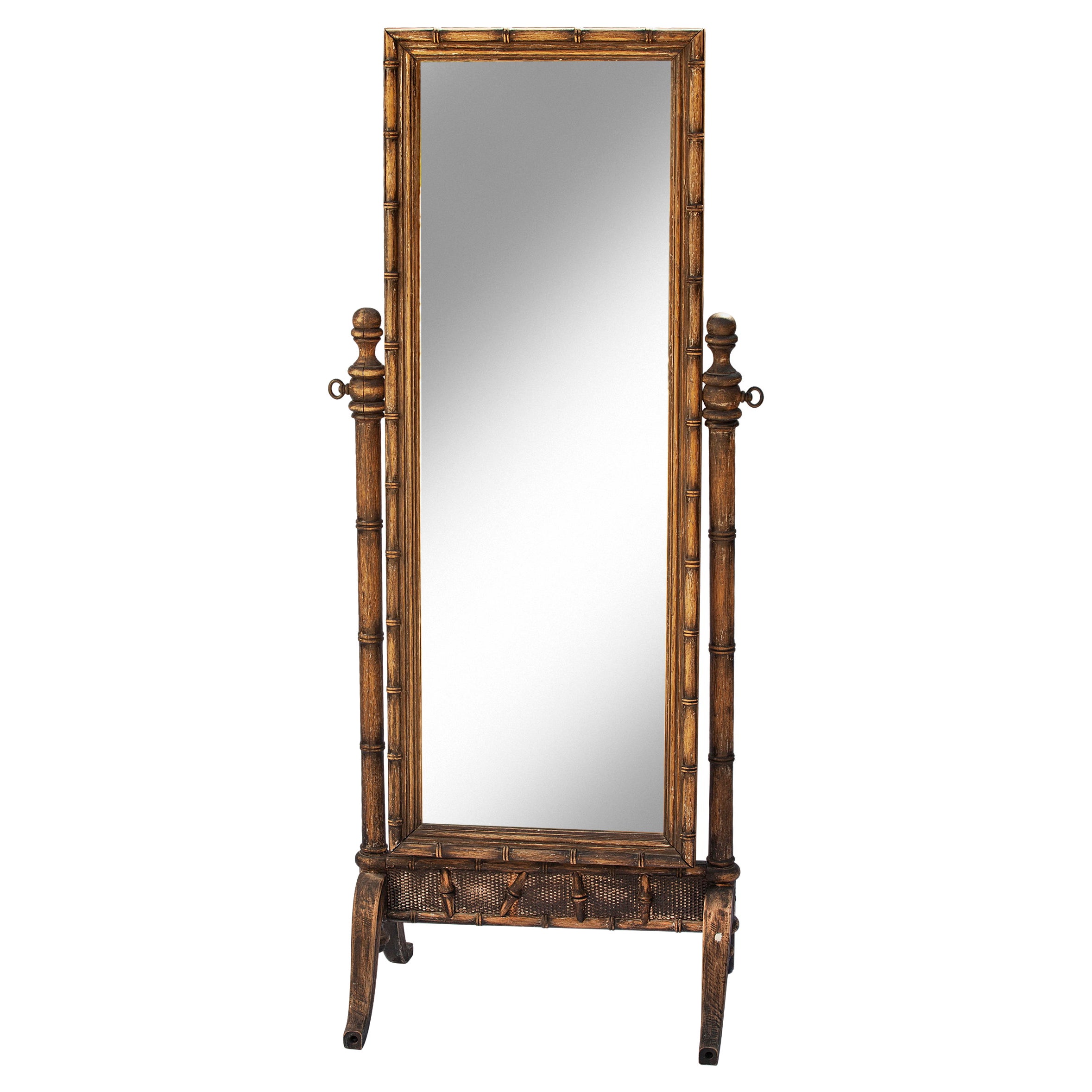 Faux Bamboo Hardwood Cheval Mirror