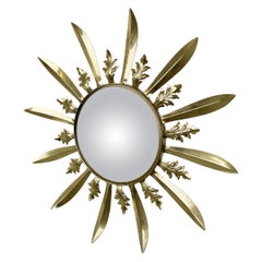 Vintage Brass Sunburst Mirror, 1970s