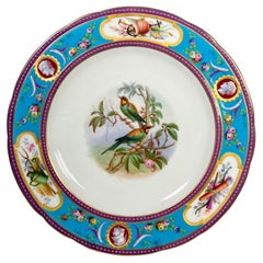 Minton Ca 1866 Dessert Set Hand Painted Birds Turquoise with Cameo Reserves