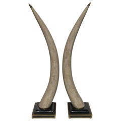 Tessellated Fossil Coral and Horn Faux Elephant Tusks by Maitland Smith