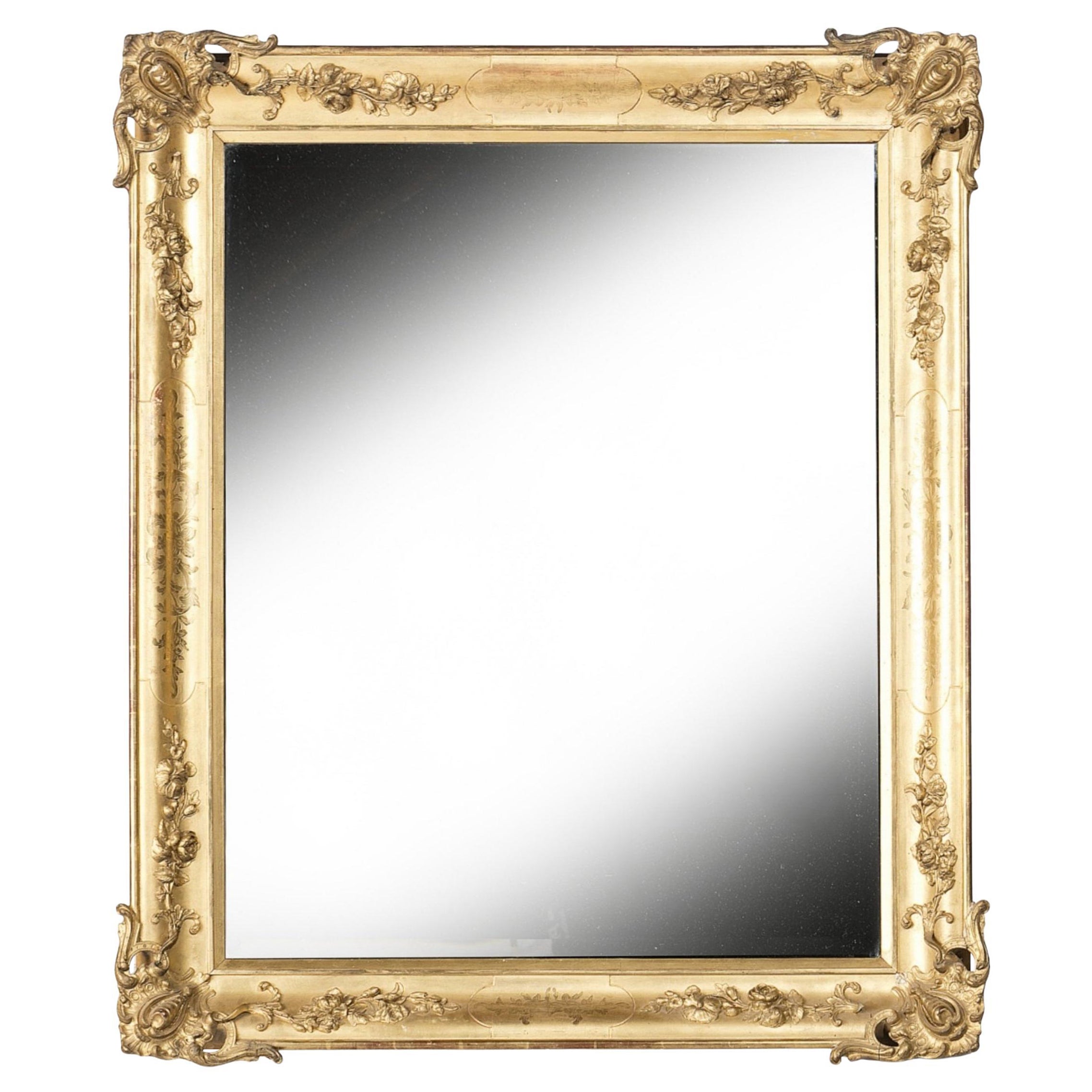 Important Wall Mirror 19th Century Burnished in Gold For Sale