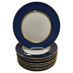 Used Fitz and Floyd Renaissance Cerulean Blue Porcelain Service Plates