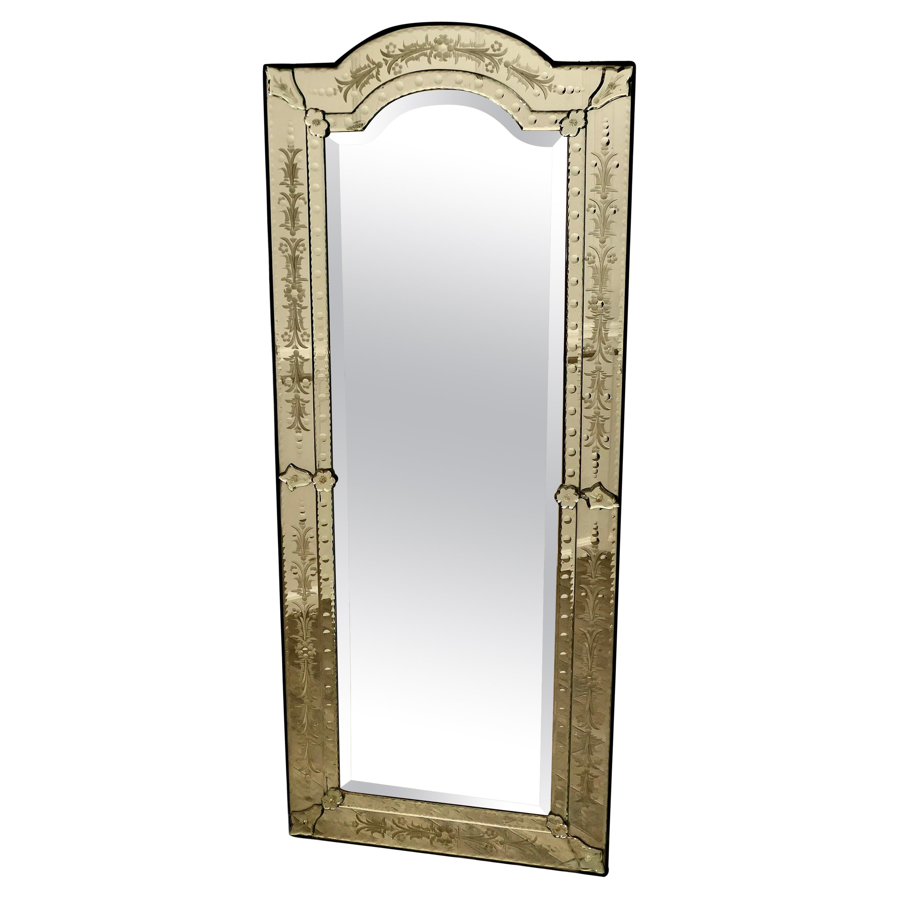 Superbe grand miroir de pilier vénitien 
