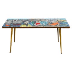 Coffee Tile Table or Art Wall Object by Jean de Lespinasse