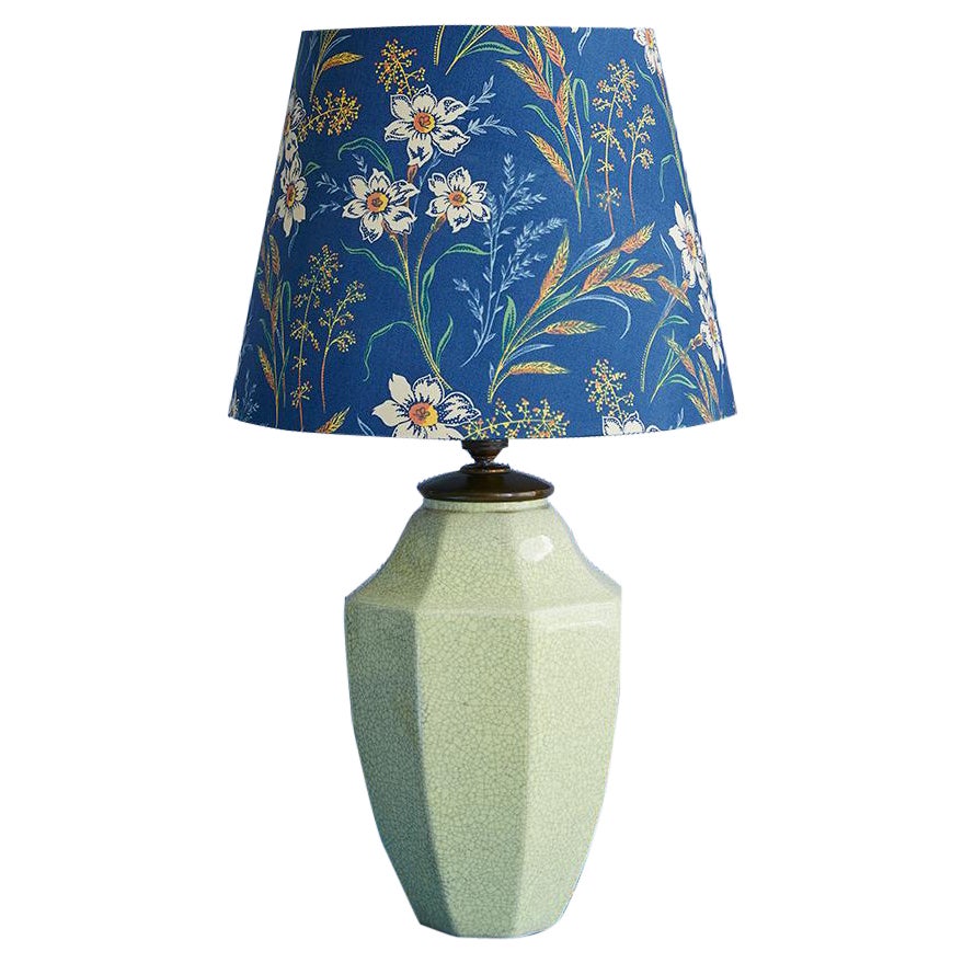 Vintage Ceramic Table Lamp with Customized Shade, France, 20th Century For Sale