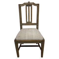 Painted Gustavian Swedish Side Chair with Decorative Flower Carving, circa 1800