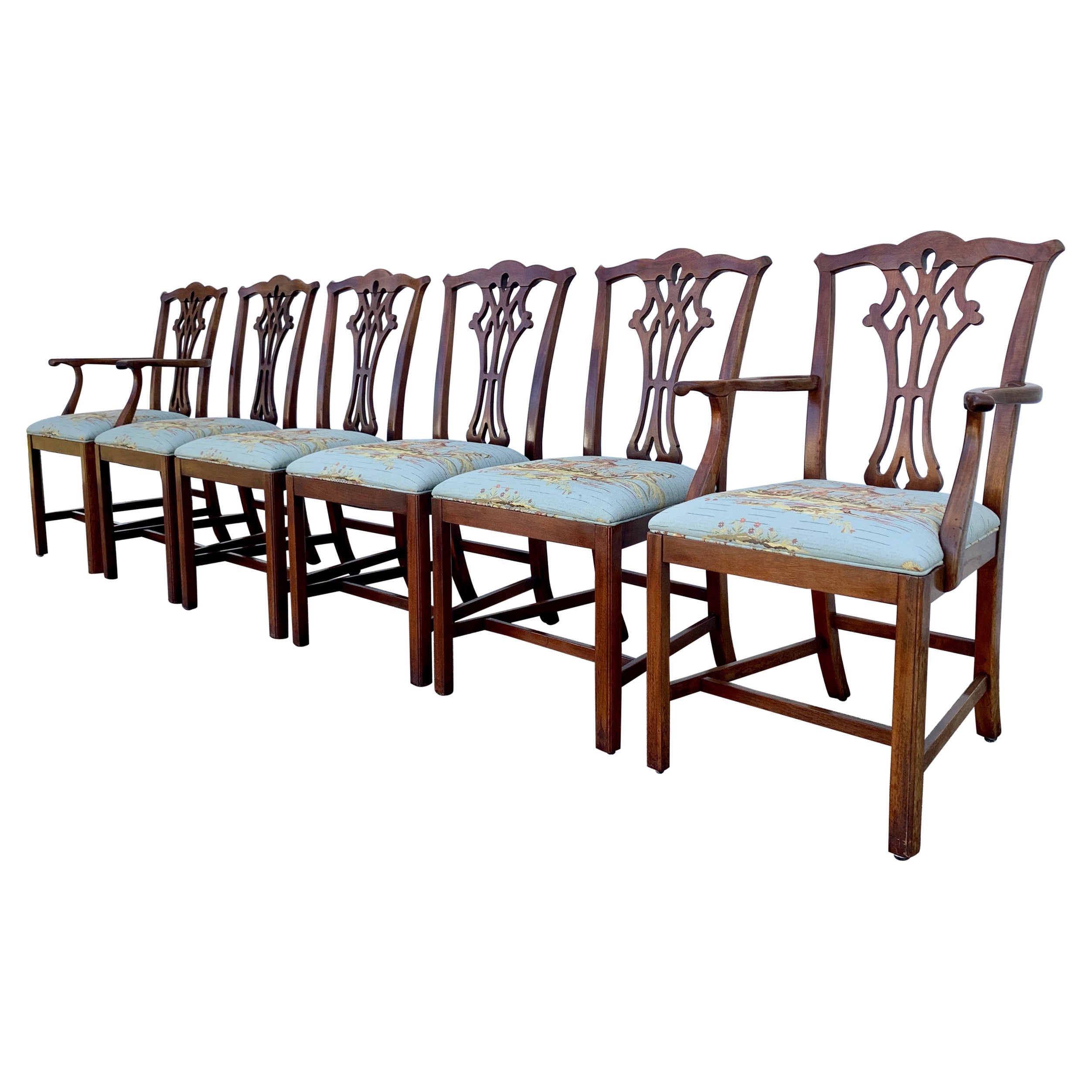 Chippendale Carved Mahogany Dining Chairs, Set of Six For Sale at 1stDibs
