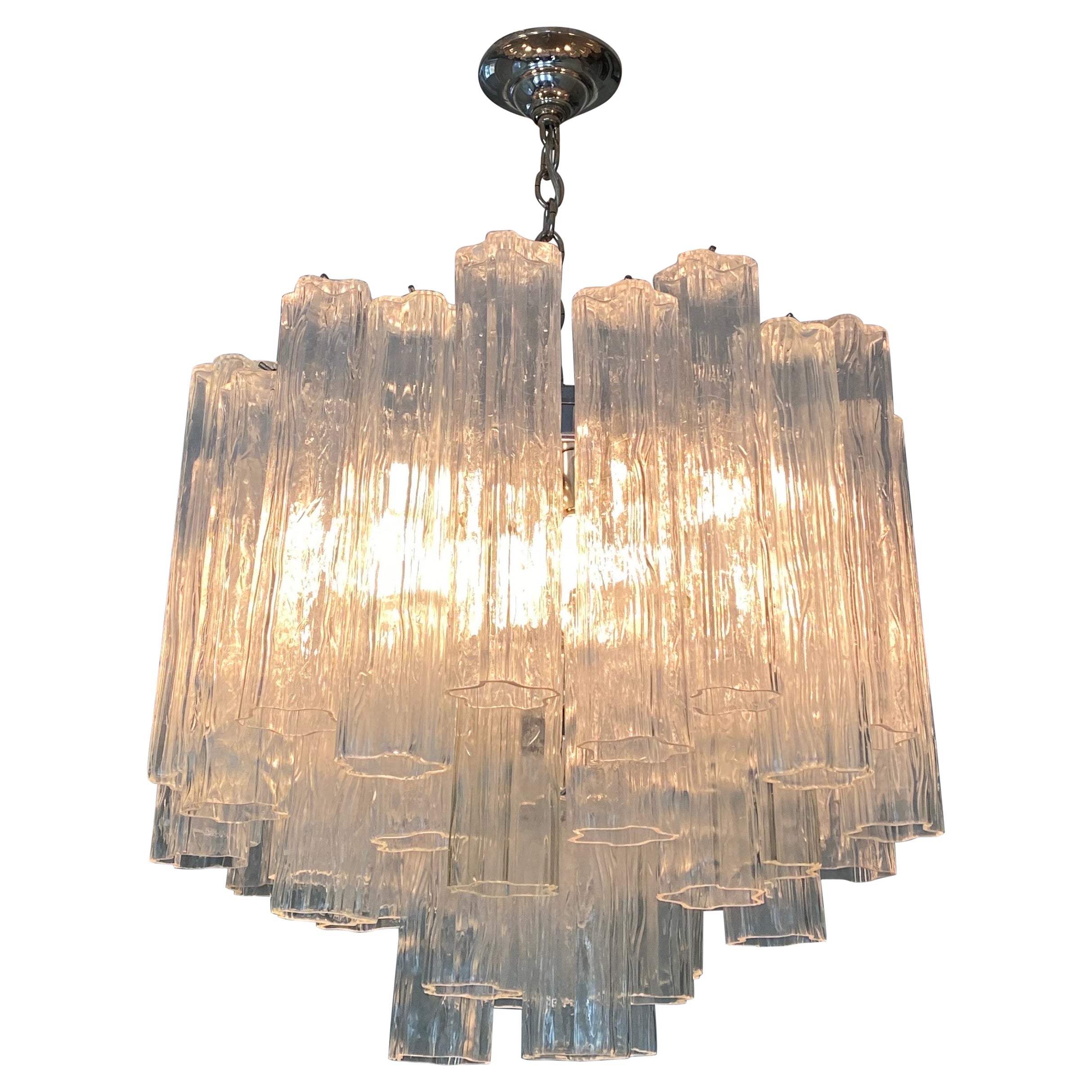 Large Murano Glass Tronchi Chandelier For Sale
