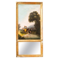 Antiker Trumeau-Spiegel mit vergoldetem Rahmen aus dem 19. Jahrhundert
