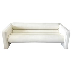 Vintage 80s Postmodern off White/Light Cream bouclé Bolster Sofa