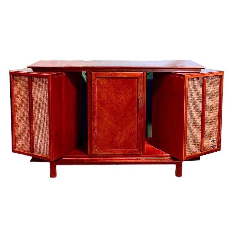 Mid-Century Modern Stereo Console Record Player bar platinum lk pearsall For Sale