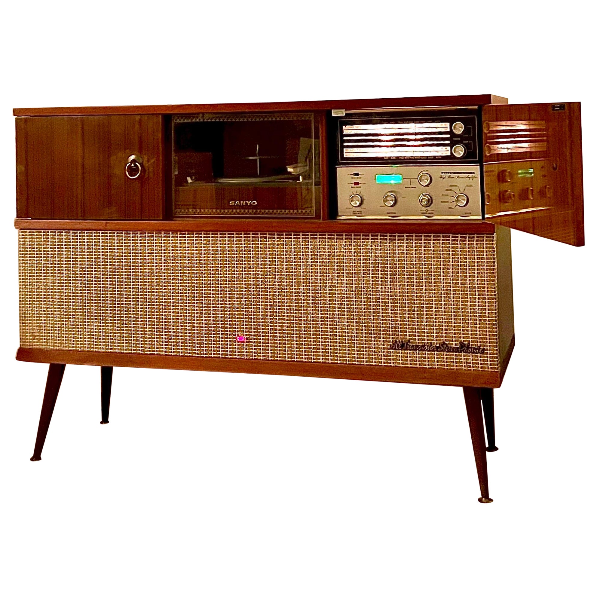 Gws239 Mid-Century Modern Stereo Console Cabinet Record Player Refurbished