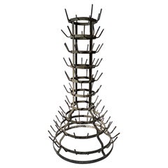 Antique French 10-Tier Zinc Wine Bottle Drying Rack, circa 1900