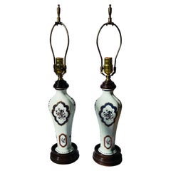 Pair, Chinese Export Style Porcelain Table Lamps Colonial Williamsburg