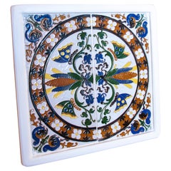 1950s Spanish Decorative Tile Framed in Wood in Different Colours
